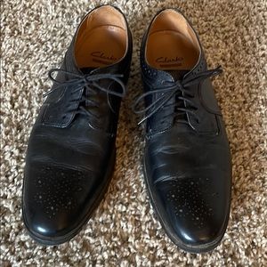 Mens Black Clarks Dress Shoes Sz 9.5